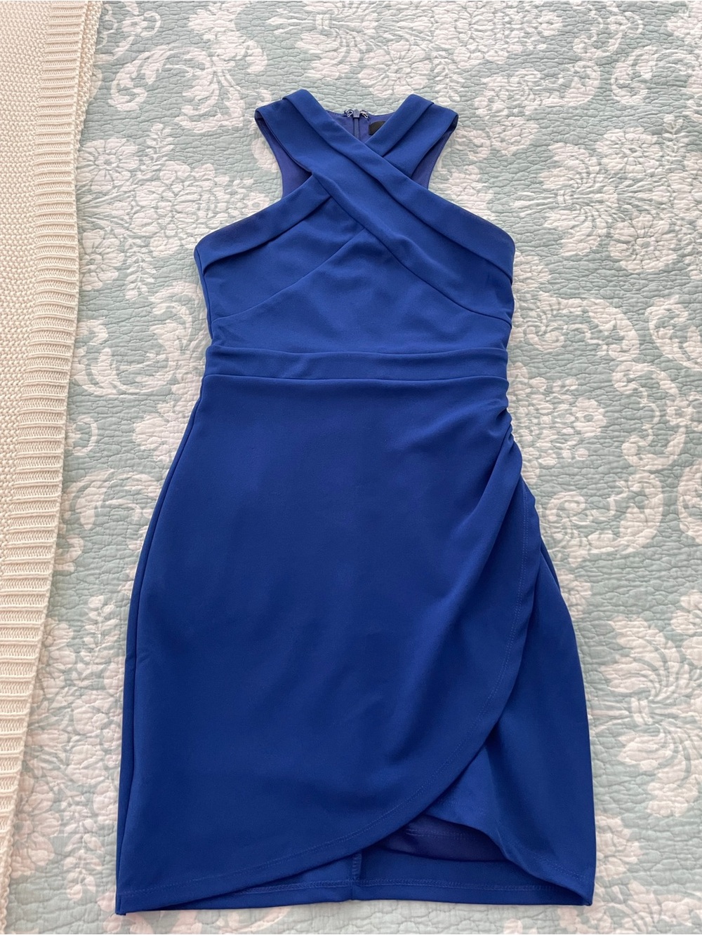 Lulus XS Cross-Front Royal Blue Sheath Dress
